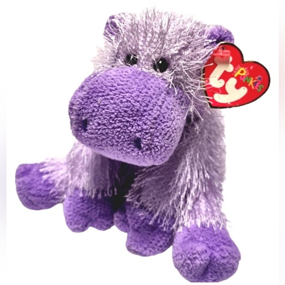 Ty Punkies Slim The Hippo Purple Plush Stuffed Animal Toy Collectible - Picture 1 of 9